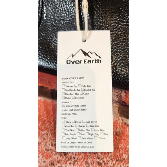 Over Earth Genuine leather Hobo Purse Shoulder Bag Crossbody Handbag BLACK NEW - Picture 4 of 10